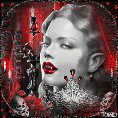 Gothic woman portrait vampire - GIF animé gratuit