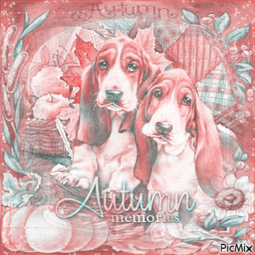 Autumn vintage dog - Gratis animerad GIF