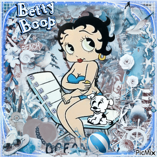 Betty at the beach - GIF animasi gratis