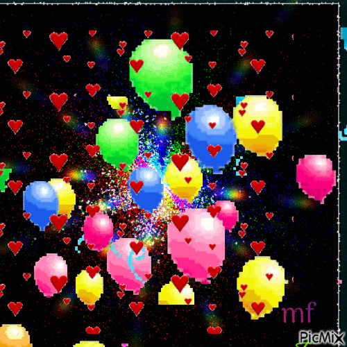 les ballons coeurs - GIF animasi gratis