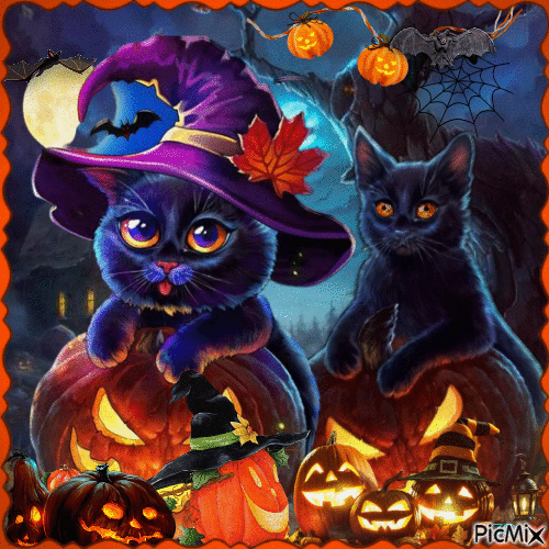 Halloween-Kätzchen - Besplatni animirani GIF