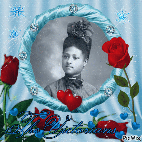 Blue Red Roses and A Victorian Lady - Gratis animeret GIF