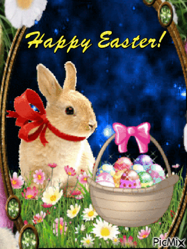 Happy Easter!🙂🐰🐰 - Бесплатный анимированный гифка