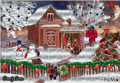 Little Christmas Cottage - Безплатен анимиран GIF