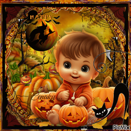 Bébé d'Halloween - tons noir et orange - GIF animado gratis