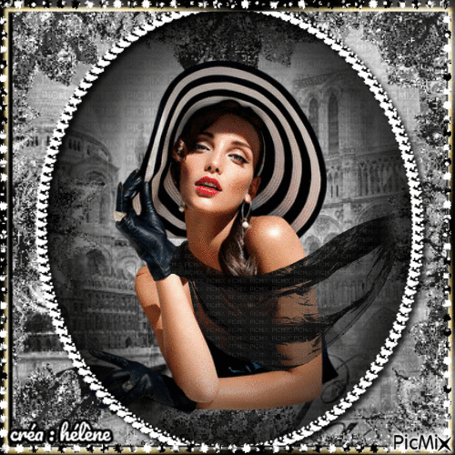 portrait dame en noir&blanc - Besplatni animirani GIF