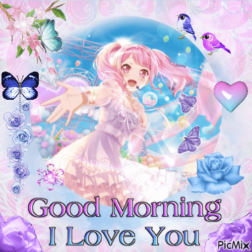 aya maruyama bandori bang dream good morning i love you - GIF animado gratis