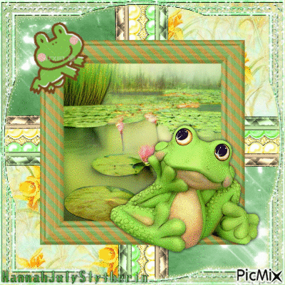{♥♦♥}Cute Froggy in Spring{♥♦♥} - Gratis animerad GIF