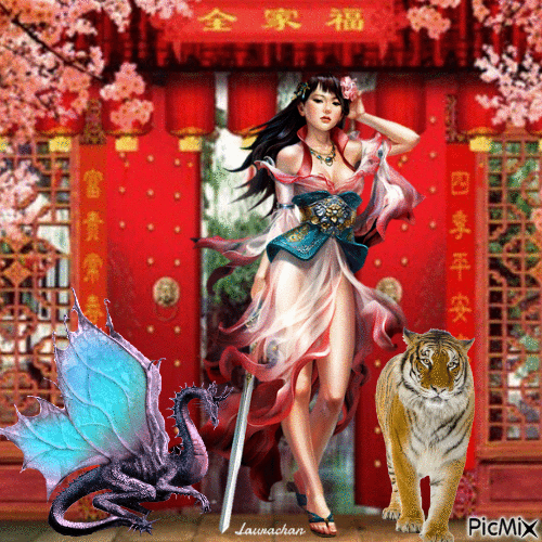 La ragazza la tigre e il drago - Laurachan - 免费动画 GIF