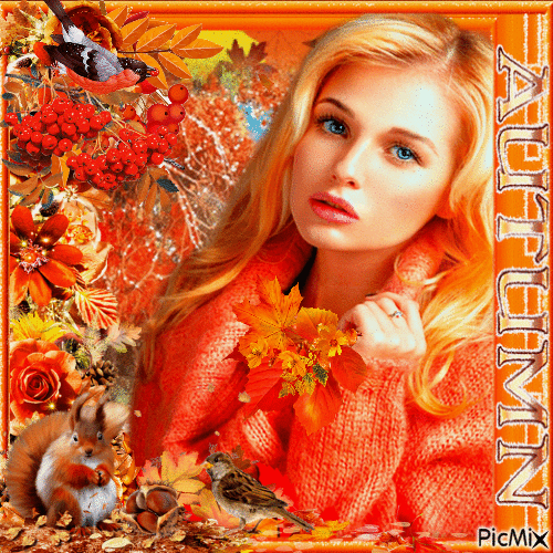 Beautiful autumn woman - 無料のアニメーション GIF