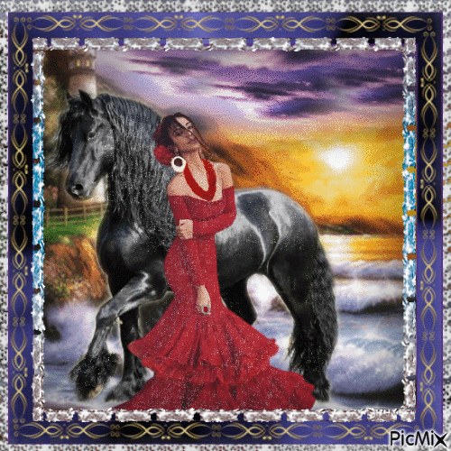 Contest  Woman and horse - Δωρεάν κινούμενο GIF