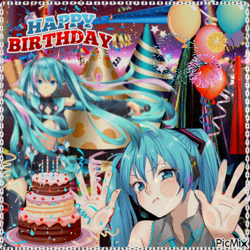 Happy Birthday Miku - Бесплатни анимирани ГИФ
