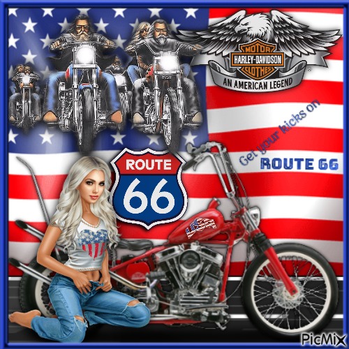 Bikers on Route 66 - Free PNG