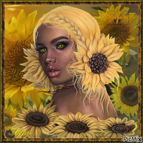 sunflower girl - GIF animado grátis