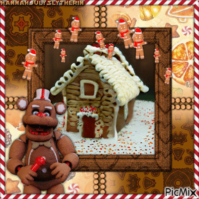 {#=#}Gingerbread Freddy & Gingerbread House{#=#} - Gratis animerad GIF