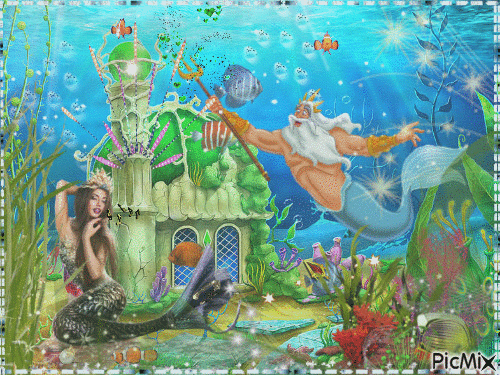Нептун и Русалочка. - Free animated GIF