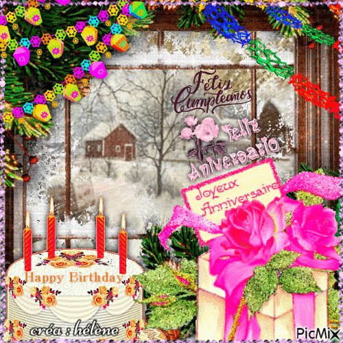 Joyeux Anniversaire  _  Happy Birthday ......... ♥ - Animovaný GIF zadarmo