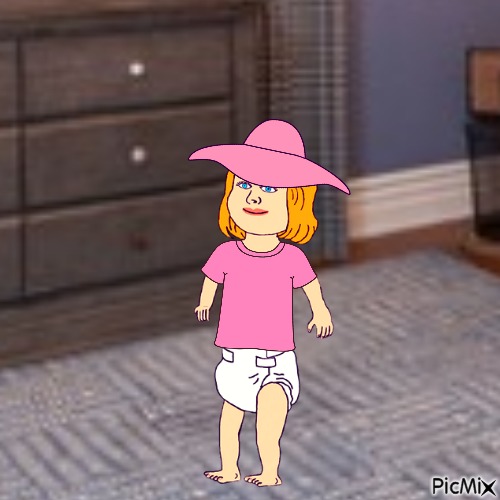 Baby posing in hat and pink shirt - PNG gratuit
