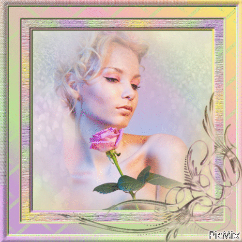 Pastel Girl with Rose - Δωρεάν κινούμενο GIF