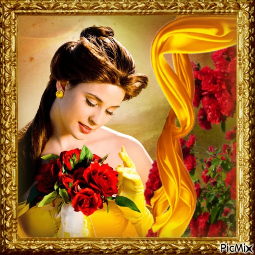 Portrait of a woman with roses - gratis png