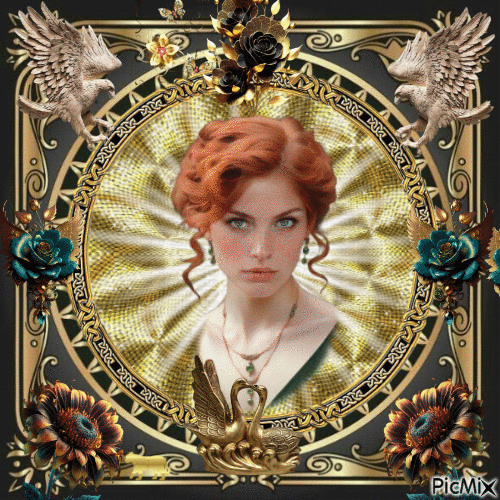 Portrait of a Red-haired woman - 免费动画 GIF