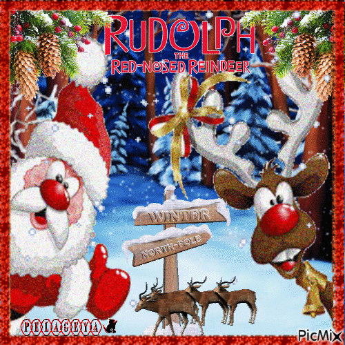 Rudolph et le père Noël - Gratis animerad GIF