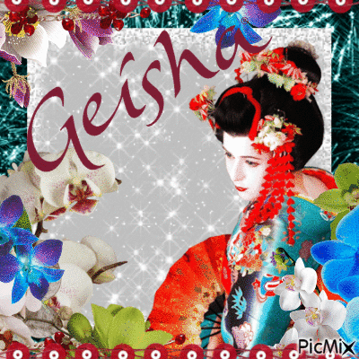 geisha and orchids - GIF animado grátis