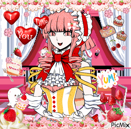 strawberry cake girl yttd - Animovaný GIF zadarmo
