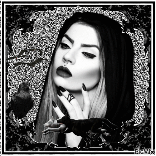 Gothic Woman-Black and White - Bezmaksas animēts GIF