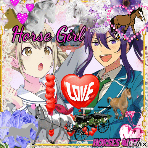 horse girl souma and her bff kohane (also a horse girl) - 無料のアニメーション GIF