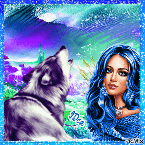 Belle et loup - Free animated GIF