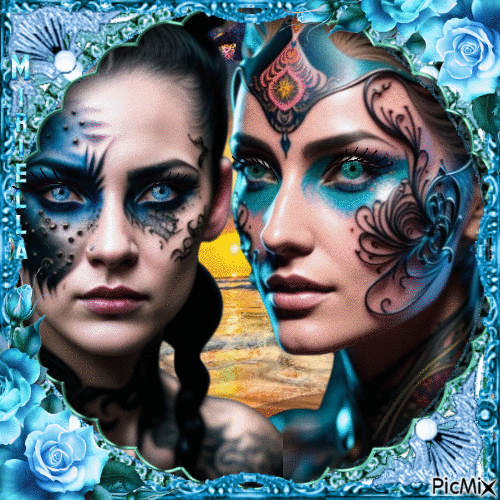 Contest!Deux visages de femmes tatouées - GIF animasi gratis