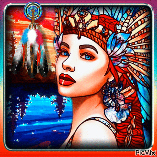Portrait of a Native American Woman - 免费动画 GIF