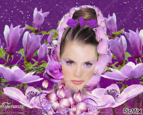 Femme et fleurs - Δωρεάν κινούμενο GIF