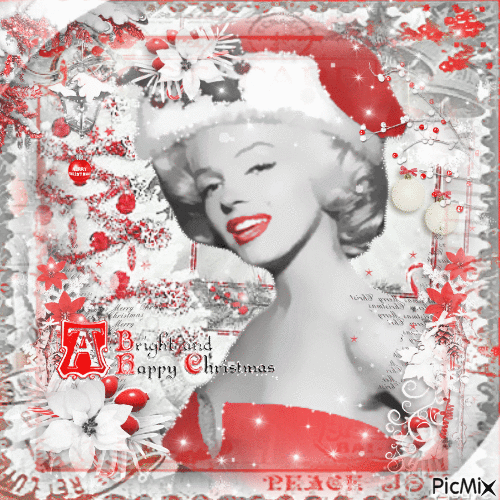 Christmas Marilyn Monroe BWR - GIF animasi gratis