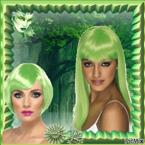 WOMEN WITH GREEN HAIR - nemokama png