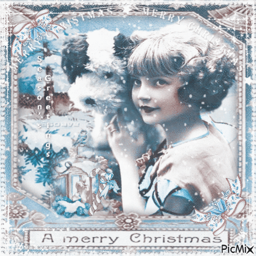 Merry Christmas Blue & Brown - Бесплатный анимированный гифка