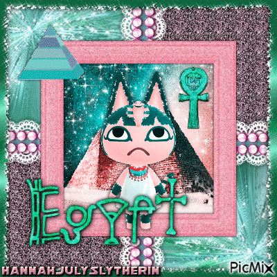 ♠Ankha in Egypt in Pink & Teal Tones♠ - Nemokamas animacinis gif