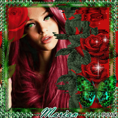 "The Red and Green Lady" - GIF animasi gratis