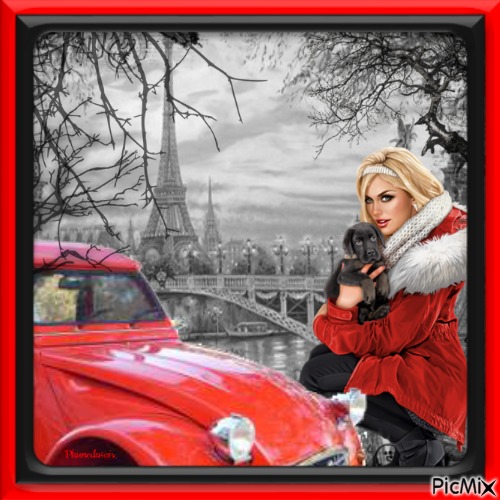 Paris en rouge et noir. - zdarma png