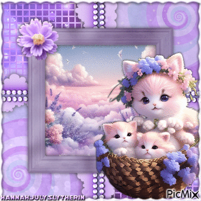 {♣}Kittens in Basket{♣} - Gratis animeret GIF