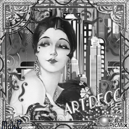 Art Deco Noir et Blanc - GIF animasi gratis