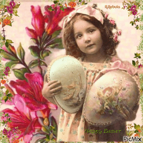 Vintage child-Easter - Бесплатни анимирани ГИФ