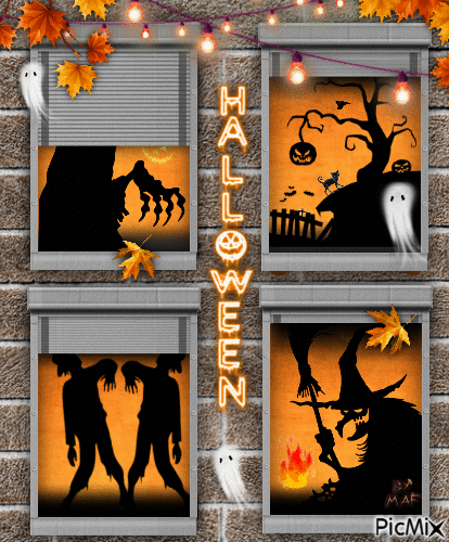 Spooky Window Silhouettes - GIF animado gratis