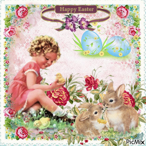 Happy easter vintage - Free animated GIF