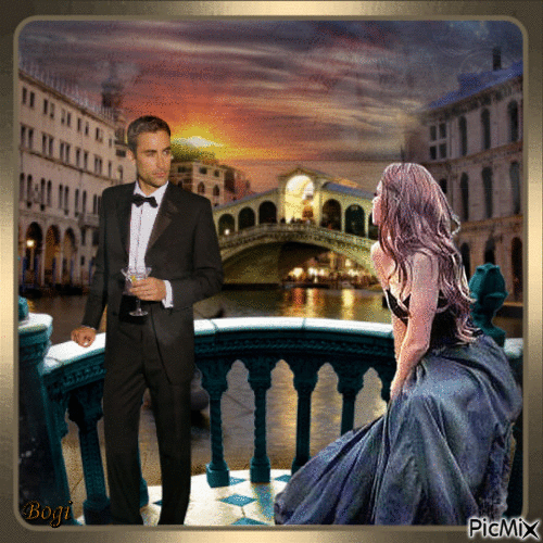A romantic evening in Venice... - GIF animado grátis