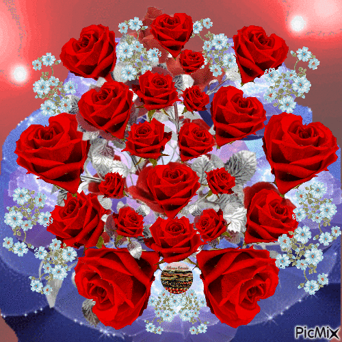 Bouquet di Rose Rosse - GIF animé gratuit