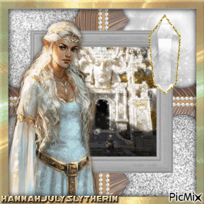 {Elven Queen in White & Gold} - Free animated GIF