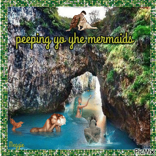 peeping to the mermaids - Besplatni animirani GIF