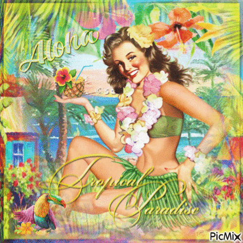 Summer tropical paradise aloha - GIF animado grátis